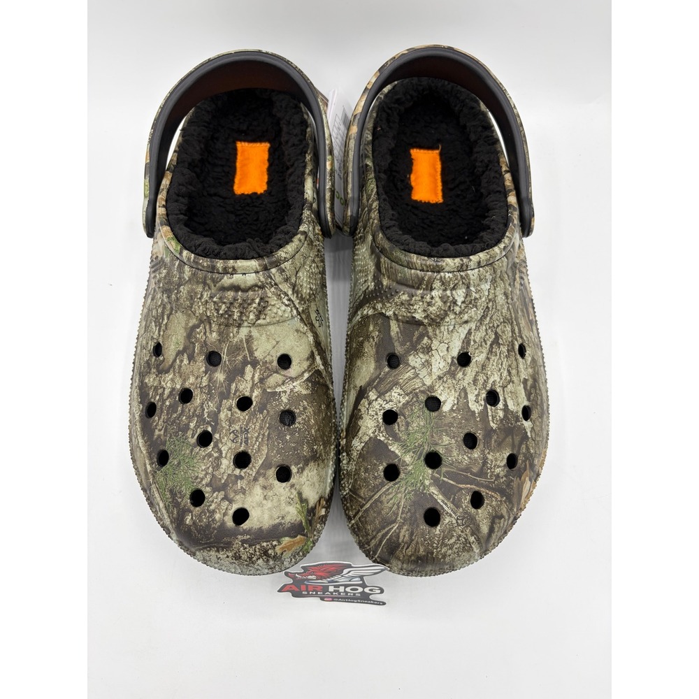 Crocs Classic Lined Realtree Edge Camo Clogs Mens 12 Black Fuzzy 210879-90H